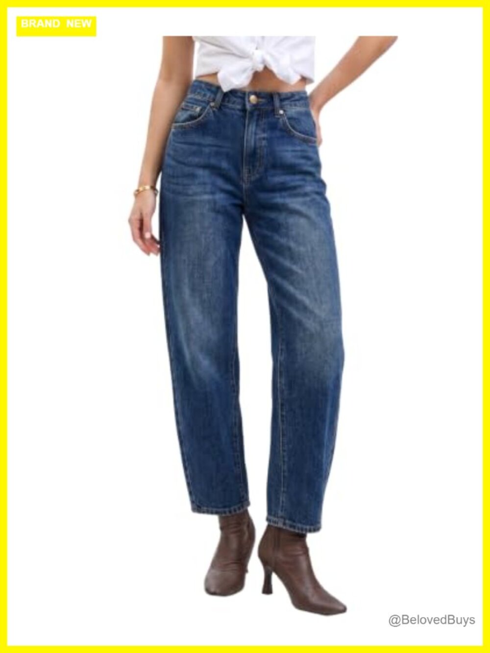 Women's Barrel Jeans High Waisted Baggy Wide Leg Stretch Denim Pants